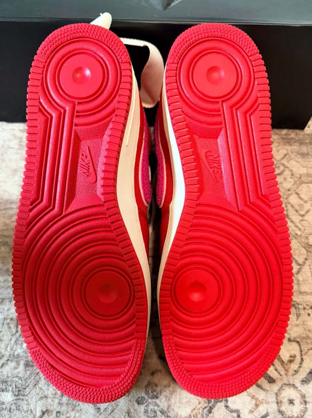 Nike Air Force 1 High x Emotionally Unavailable 'Heart' Red Canvas Sneakers - Picture 12 of 13